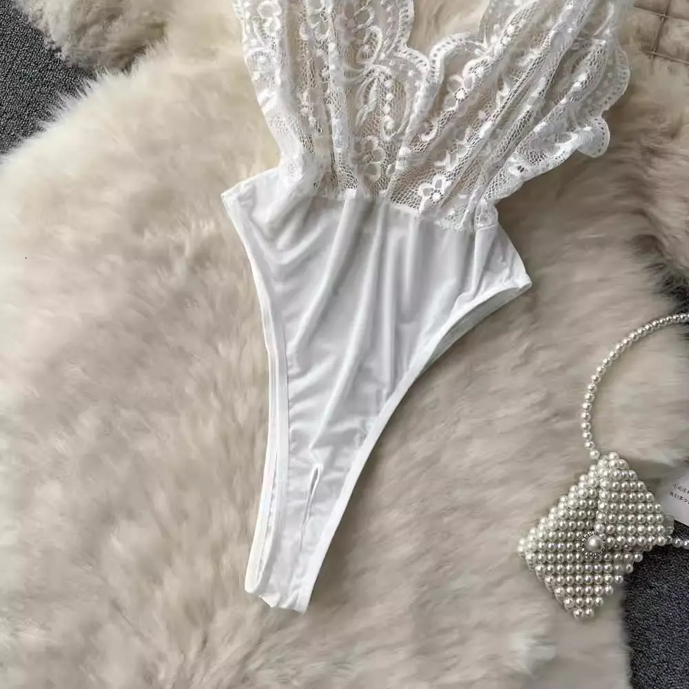 Picture of Casual Lace Short Jumpsuits High Waist Tights Jump Suits Ladies Se-xy Dress