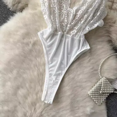 Picture of Casual Lace Short Jumpsuits High Waist Tights Jump Suits Ladies Se-xy Dress