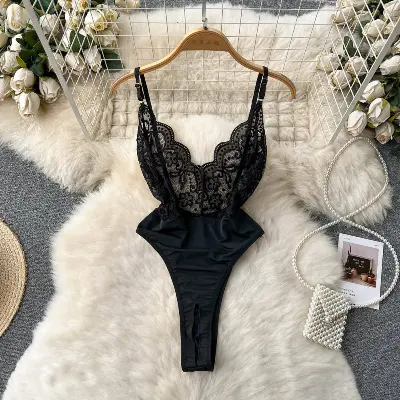 Picture of Casual Lace Short Jumpsuits Summer High Waist Tights Jump Suits Ladies Overalls One Piece Se-xy Dress