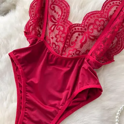 Picture of Casual Lace Short Jumpsuits Summer High Waist Tights Jump Suits Ladies Overalls One Piece Se-xy Dress