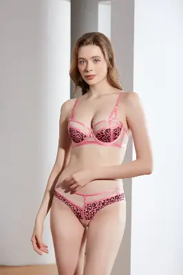 Picture of High Quality Women's Underwear Leopard Print Anti Sag Bra Se-xy Lingerie Set Push up Bra and Panty Set for Women
