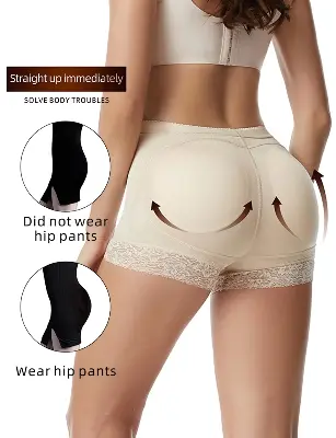 Picture of Women's Underwear Buttock Body Shaper Padded Breathable Vintage Mid Waist Tummy Control Butt-lifting Hiking Shorts Padded Panties