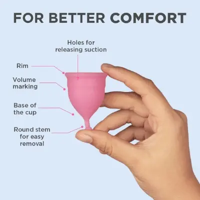 Picture of Pretty Women Medical Grade Silicone Menstrual Cup  for Women | Small Size | Large Size | Pad