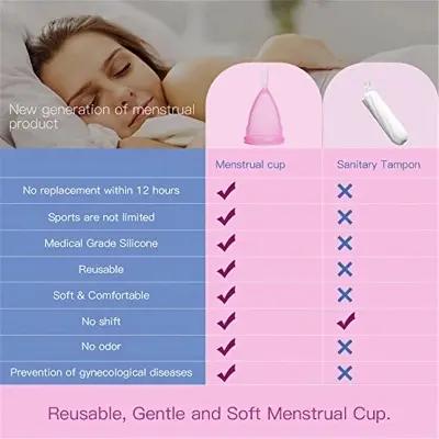 Picture of Pretty Women Medical Grade Silicone Menstrual Cup  for Women | Small Size | Large Size | Pad