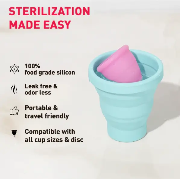 Picture of Portable & Reusable Food-Grade Silicone Folding Water Cup for Menstrual Cup Sterilizer