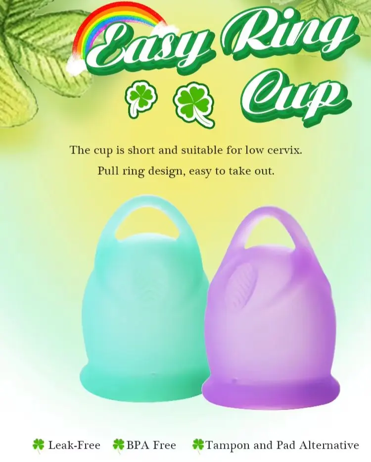Picture of AEIOU 100% Platinum Grade Silicone CE Approved Women Reusable Menstrual Cup for Women | Green | Purple | Pink | Small Size | Large Size | Pad