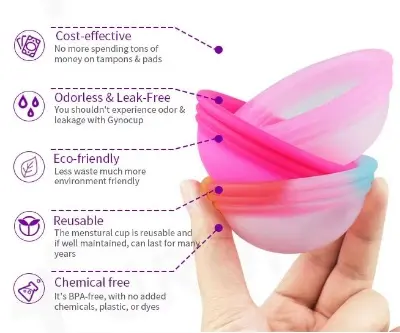 Picture of AEIOU 100% Platinum Grade Medical Silicon Reusable Menstrual Cup Medical Production Line Case  for Women | Size Disc  | Purple | 60 ML | Large Size | Pad