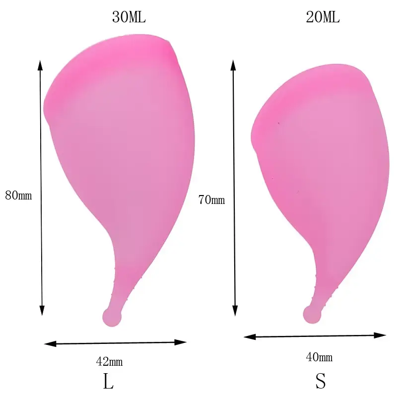 Picture of AEIOU Eco Friendly Feminine Sterilising Period Cup Female Hygiene Women Organic Menstrual Cups with Tube Box for Women | Purple | Large Size | Small Size | Pad