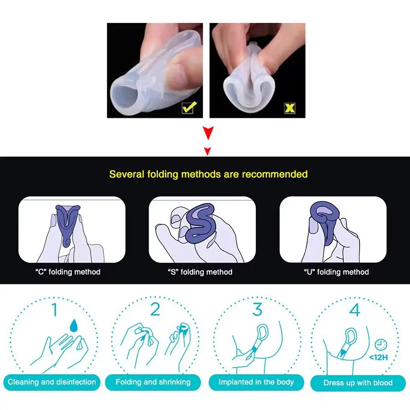 Picture of AEIOU Eco Friendly Feminine Sterilising Period Cup Female Hygiene Women Organic Menstrual Cups with Tube Box for Women | Purple | Large Size | Small Size | Pad