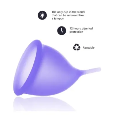 Picture of AEIOU Hypoallergenic Certified Medical Grade Reusable Menstrual Cup and Sterilizer Box | Pink | Large Size | Small Size | Pad