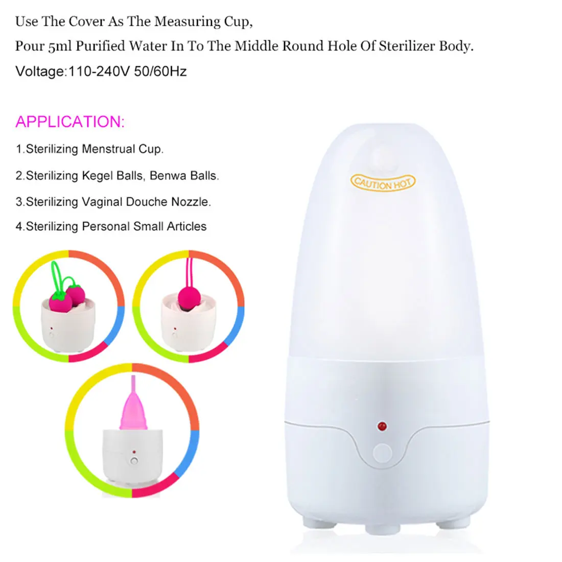 Picture of Portable Steam Sterilizer Machine for Cleaning Baby Nipples Menstrual Cup & Personal Small Articles