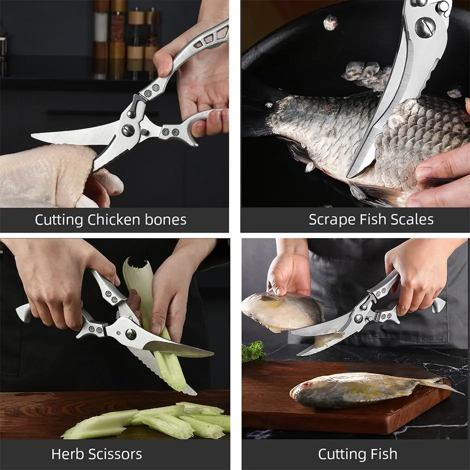 Picture of Powerful Chicken Bone Scissors Stainless Steel Portable Chicken Duck Fish Cutter For Kitchen Accessories