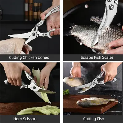 Picture of Powerful Chicken Bone Scissors Stainless Steel Portable Chicken Duck Fish Cutter For Kitchen Accessories