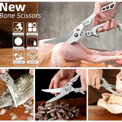 Picture of Powerful Chicken Bone Scissors Stainless Steel Portable Chicken Duck Fish Cutter For Kitchen Accessories