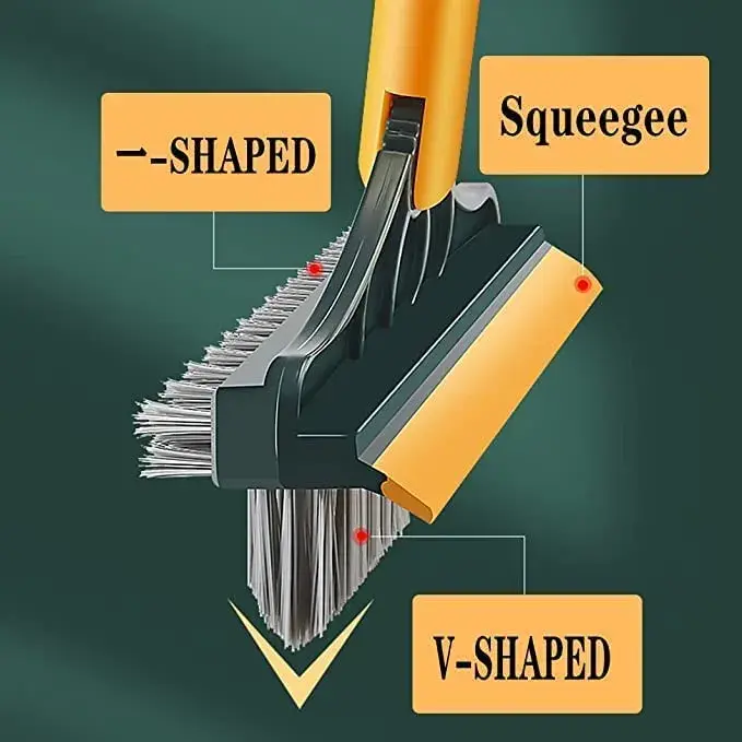 Picture of 3 in 1 Tiles cleaning brush with long handle and wipers,180° rotating for bathroom floor cleaning