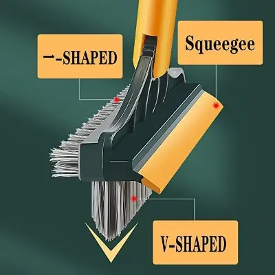 Picture of 3 in 1 Tiles cleaning brush with long handle and wipers,180° rotating for bathroom floor cleaning