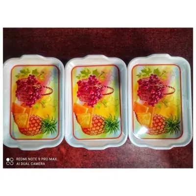 Picture of 3Pis Combo Mini Plastic Tea Tray At Offer (White)