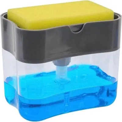 Picture of Liquid Soap Pump Dispenser Sponge Holder Press Countertop Rack (Multicolor)