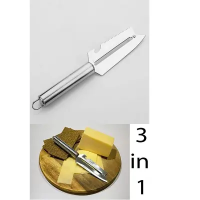 Picture of Multi functional Knife 3 In 1 Stainless Steel Fruit Vegetable Cutter Peeler And Slicer Scales Remover Bottle Opener Vegetable Slicer (Silver)