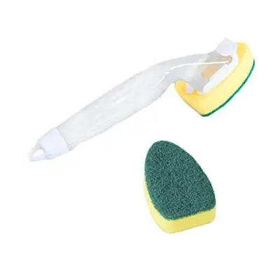 Picture of Cleaning Brush With Refill Liquid Handle Scouring Pad Sponge Brush Pcs (Multicolor)