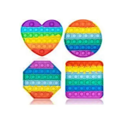 Picture of Push Poppet Bubble Fidget Sensory Toy, Silicone Puzzle Game Toys Squeeze Sensory Toy for Kids, Family, Friend Rainbow (Multicolor)