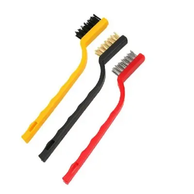 Picture of 3 Pcs Wire Brush Set includes Steel , Brass &Nylon Brush Cleaning Metal & Rust cleaners (Multicolor)