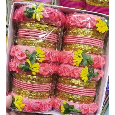 Picture of Flower Bangles for bridal set, churi for girls (1set) (Multicolor)