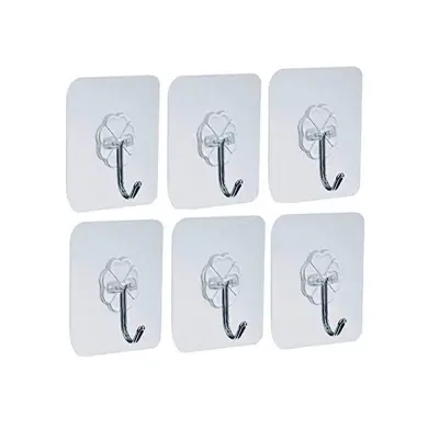 Picture of Strong Self Adhesive Hook Wall Door Sticky Hanger Holder for Kitchen, Bathroom, Key Cloth Hanger-6-Pcs (Antique White)