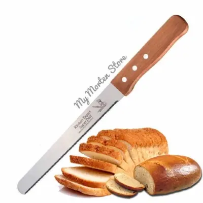Picture of Home republic -14 INCH Cake Knife Stainless Steel Fine-Tooth Knife with Wooden Handle Bread Cutting Tools (Silver)