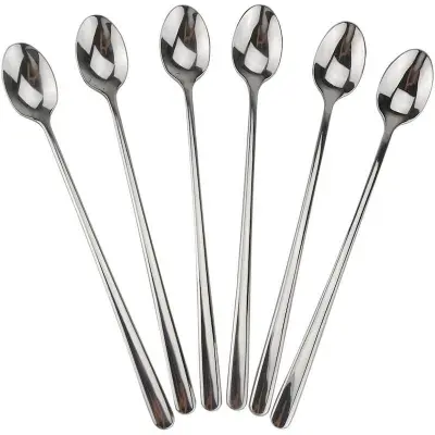 Picture of Stainless Steel Long Spoon 6 pieces Stirring Spoons for Coffee/Tea/Dessert/Ice Cream (Silver)