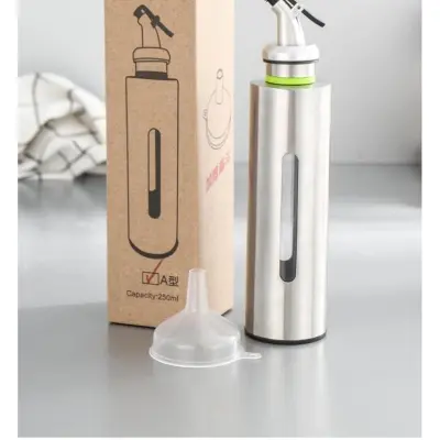 Picture of Stainless Steel Oil Pot Seasoning Sauce Sesame Oil Small Vinegar Bottle Dispenser For Home Kitchen (Silver)