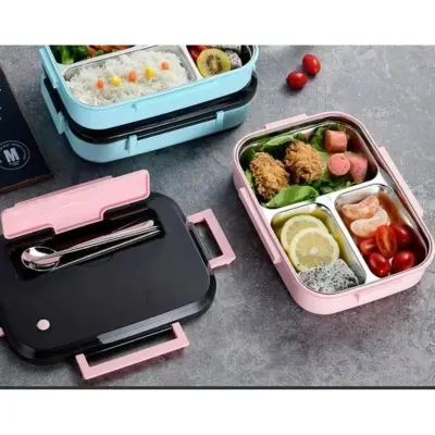 Picture of Lunch Box 3-Compartment with Chopsticks (Multicolor)