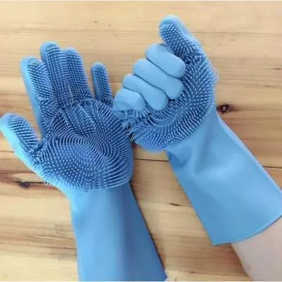 Picture of High Quality Silicone Dish Washing Kitchen Hand Gloves (Multicolor)