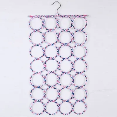Picture of Product details of Pants Towel Scarf Hangers Space Saver Storage 5 Layer Metal cloth rack Size: 14.1*15.4*1.7”/36(L)*39.2(H)*4.5(W)cm Material: SS Ideal for Family Economical Storage Indoor Wardrobe Hanging. The durable metal construction includes non-sli (Multicolor)