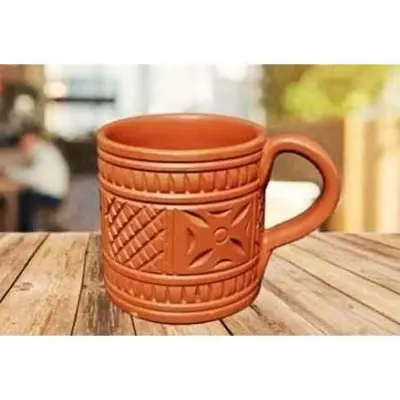 Picture of matir mug / matir glass / মাটির গ্লাস / Clay glass - 1 piece (Brown)