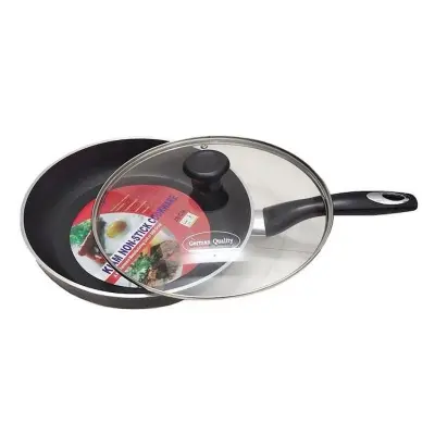 Picture of Kiam 28 cm Non Stick Fry Pan With Glass Lid (Black)