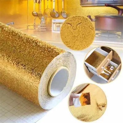 Picture of EF Aluminum Foil Paper Kitchen Stickers Waterproof Self-Adhesive Wallpaper (Gold)