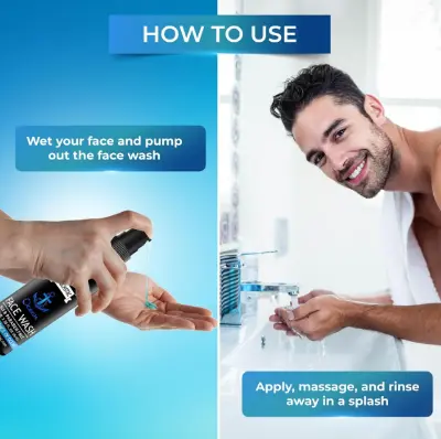 Picture of Muuchstac Ocean Face Wash For Men | Fight Acne & Pimples, Brighten Skin, Clears Dirt, Oil Control, Refreshing Feel - Multi-Action Formula | 100 Ml Black