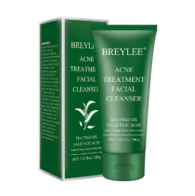 Picture of BREYLEE Acne Facial Cleanser Deep Cleaning Tea Tree Acne Resistant Face Cleanser 100gm Green