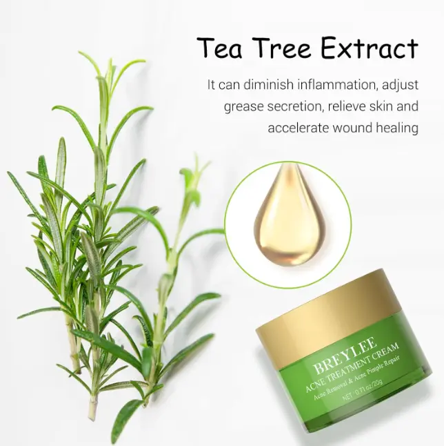 Picture of BREYLEE Acne Treatment Cream, Tea Tree Oil Acne Cream for Clearing Severe Acne, Breakout, Remove Pimple and Repair Skin (20ml,0.7oz) Green