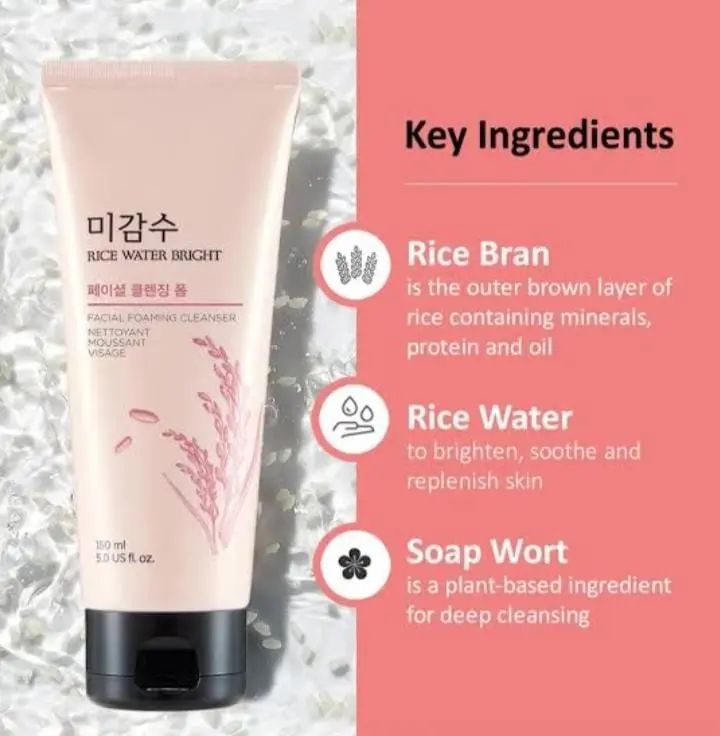 Picture of The Face Shop Rice Water Bright Foaming Cleanser (150ml) Pink