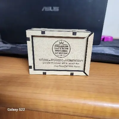 Picture of Real Saffron Goat Milk Soap Bar Wooden Box-100ml Yellow