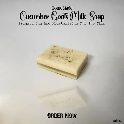 Picture of Homemade Goat Milk Enriched With Cucumber Soap 100gm White