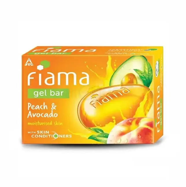 Picture of Fiama Moistured Skin Gel Bar with Peach & Avocado 125 gm Orange