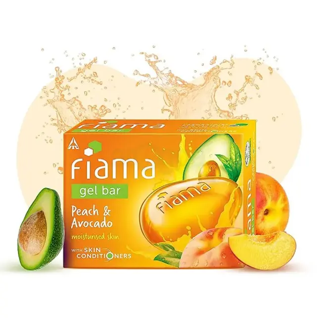 Picture of Fiama Moistured Skin Gel Bar with Peach & Avocado 125 gm Orange
