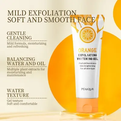 Picture of Orange Exfoliating Gel ,Natural Orange Peeling Gel Face Scrub,Deep Cleansing Moisturizing Facial Exfoliator Face and Body Exfoliating Scrub Gel For All Skin Types Orange