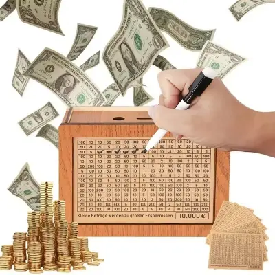 Picture of Wooden Money/Piggy Bank, Money Coin Box with Carved Design for Kids/Children/Adult Wood