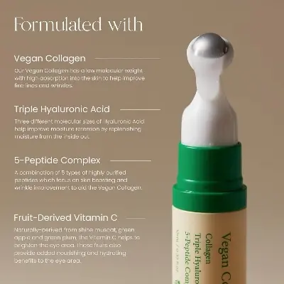 Picture of AXIS-Y Vegan Collagen Eye Serum - K Beauty Triple Hyaluronic Acid & Peptide Collagen Serum Improve Skin Elasticity, Reduce Fine Lines & Dark Circles - Vegan Korean Skin Care Eye Cream 