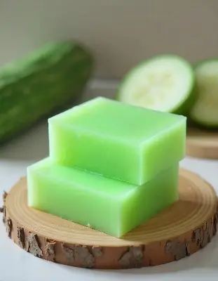 Picture of Cucumber Soap Base Pure Organic, SLS, Chemical Free Melt & Pour Soap Base Bar For Soap Making Cucumber