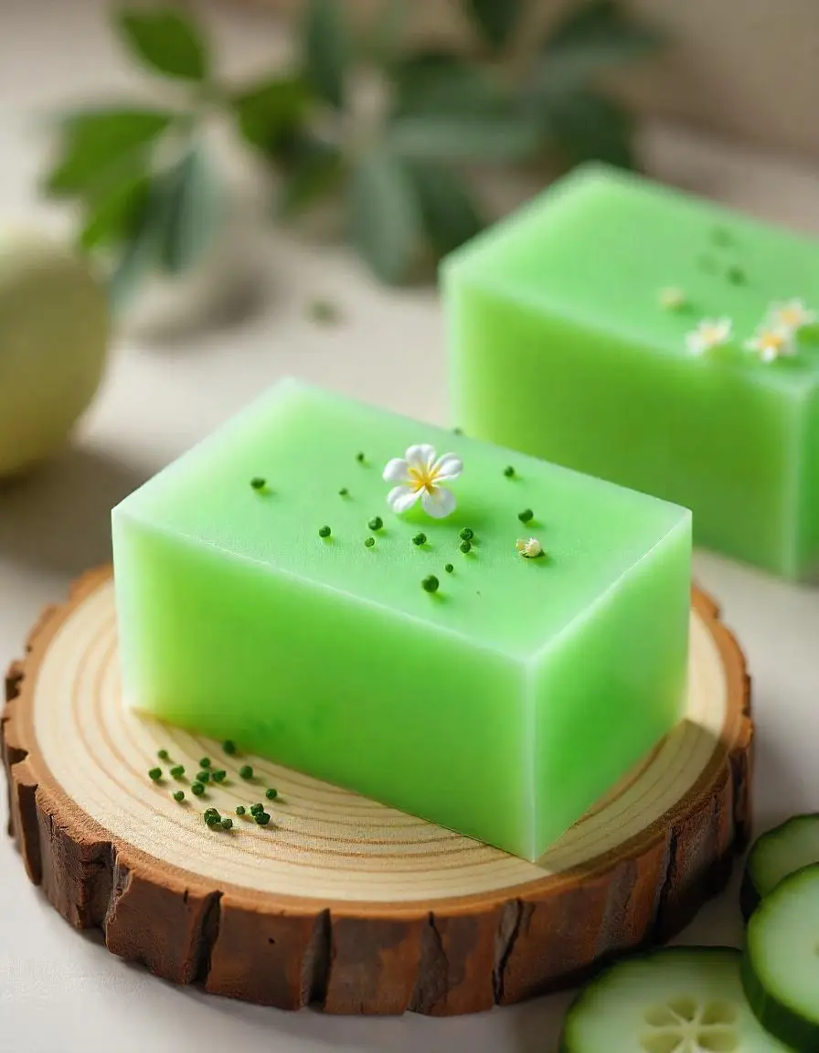Picture of Cucumber Soap Base Pure Organic, SLS, Chemical Free Melt & Pour Soap Base Bar For Soap Making Cucumber